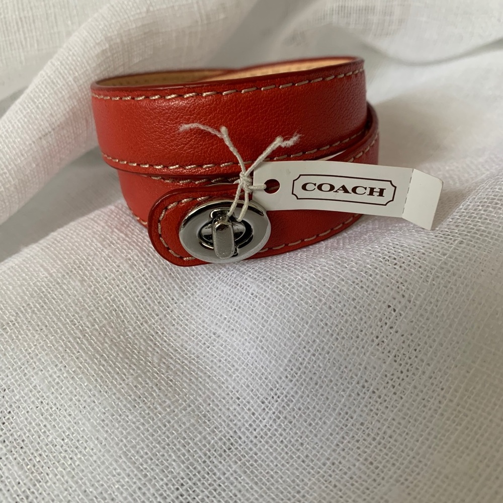 Coach Leather turnlock wrap bracelet